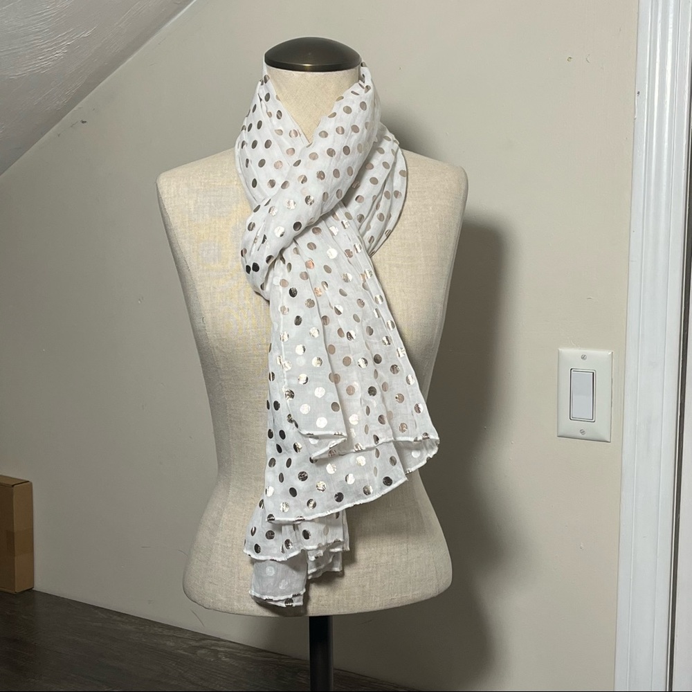 Reversible Pashmina with Rose Gold Metallic Polkadots